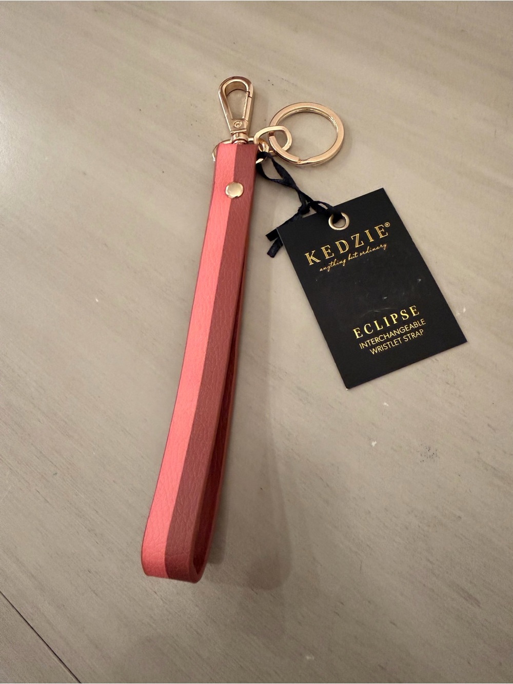 KEDZIE Pink and Burgundy Leather Wristlet Keychain